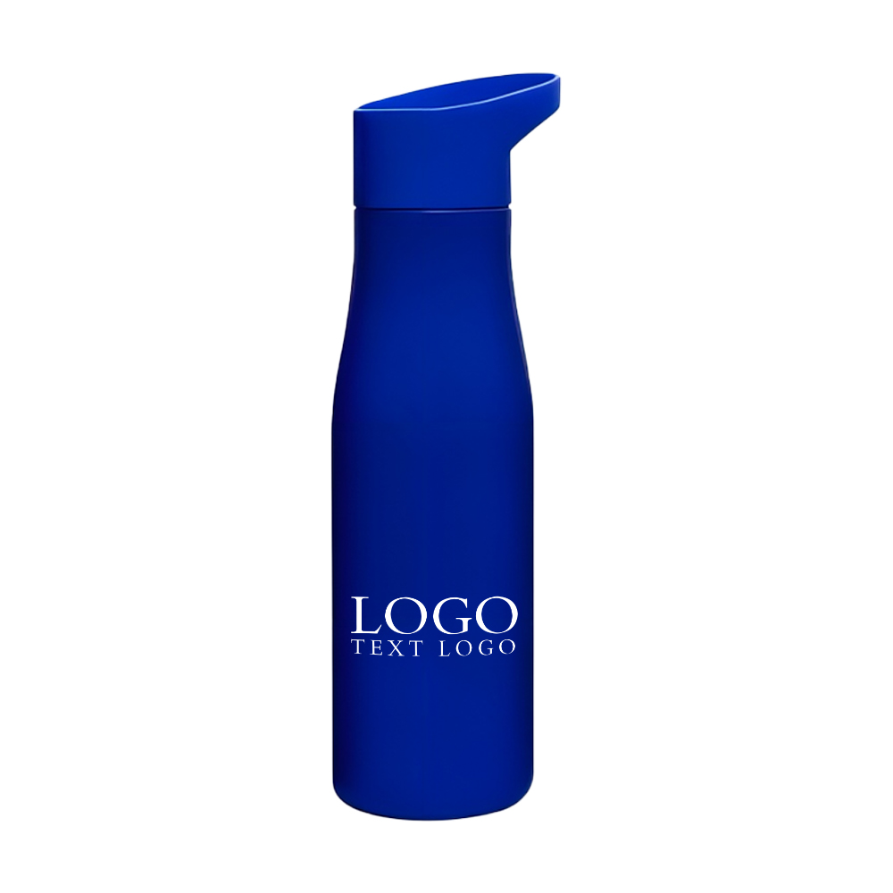 Single Wall 18 Oz Stainless Steel Bottle Blue with Logo