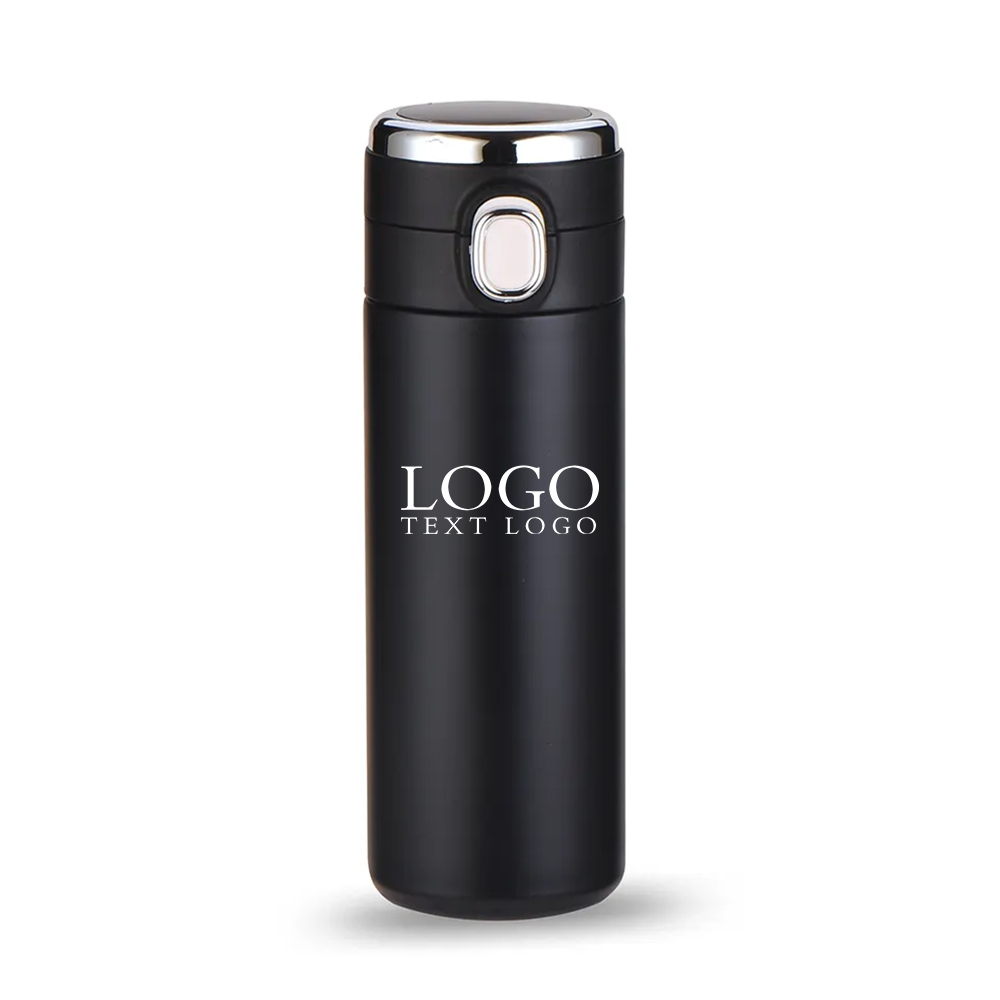 Smart Stainless Steel Thermos Water Bottle Black with Logo