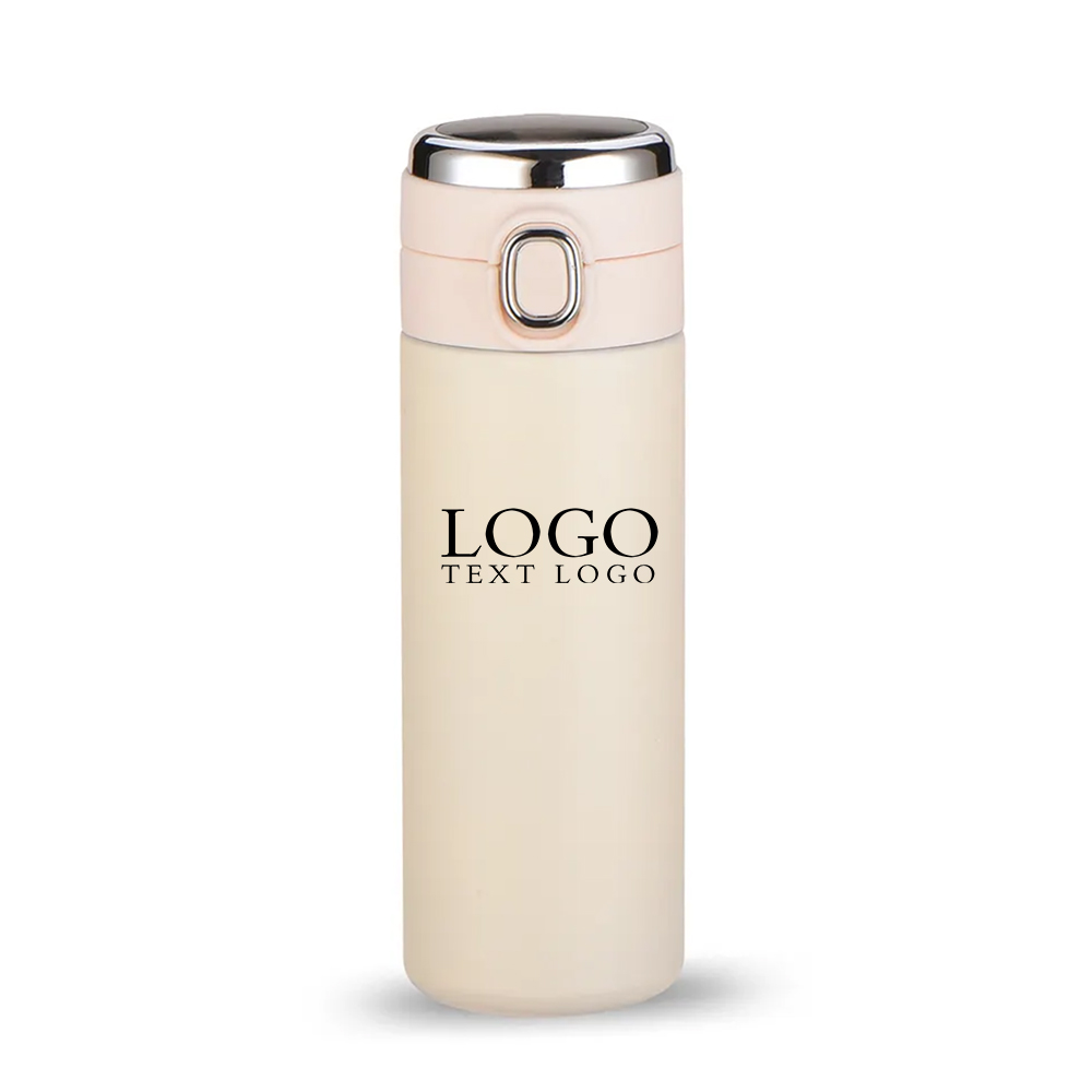 Smart Stainless Steel Thermos Water Bottle White with Logo