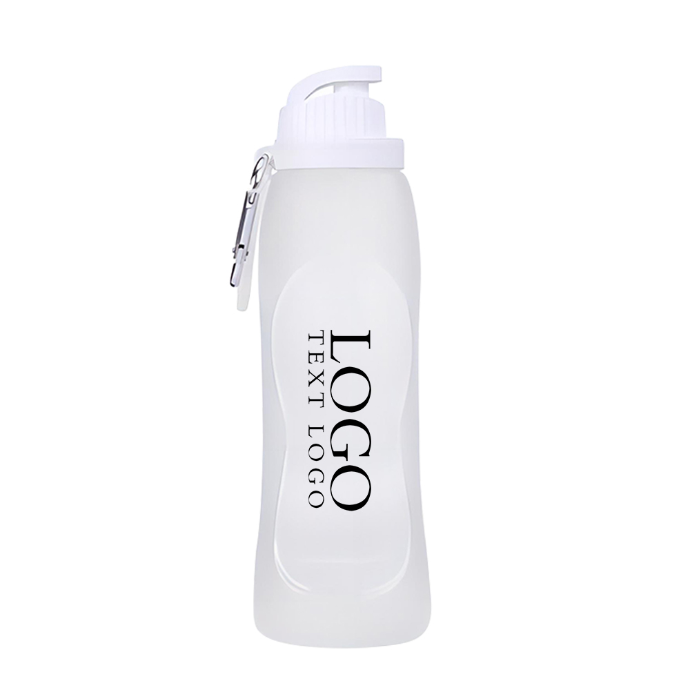 White Promo 17oz Collapsible Water Bottle With Logo