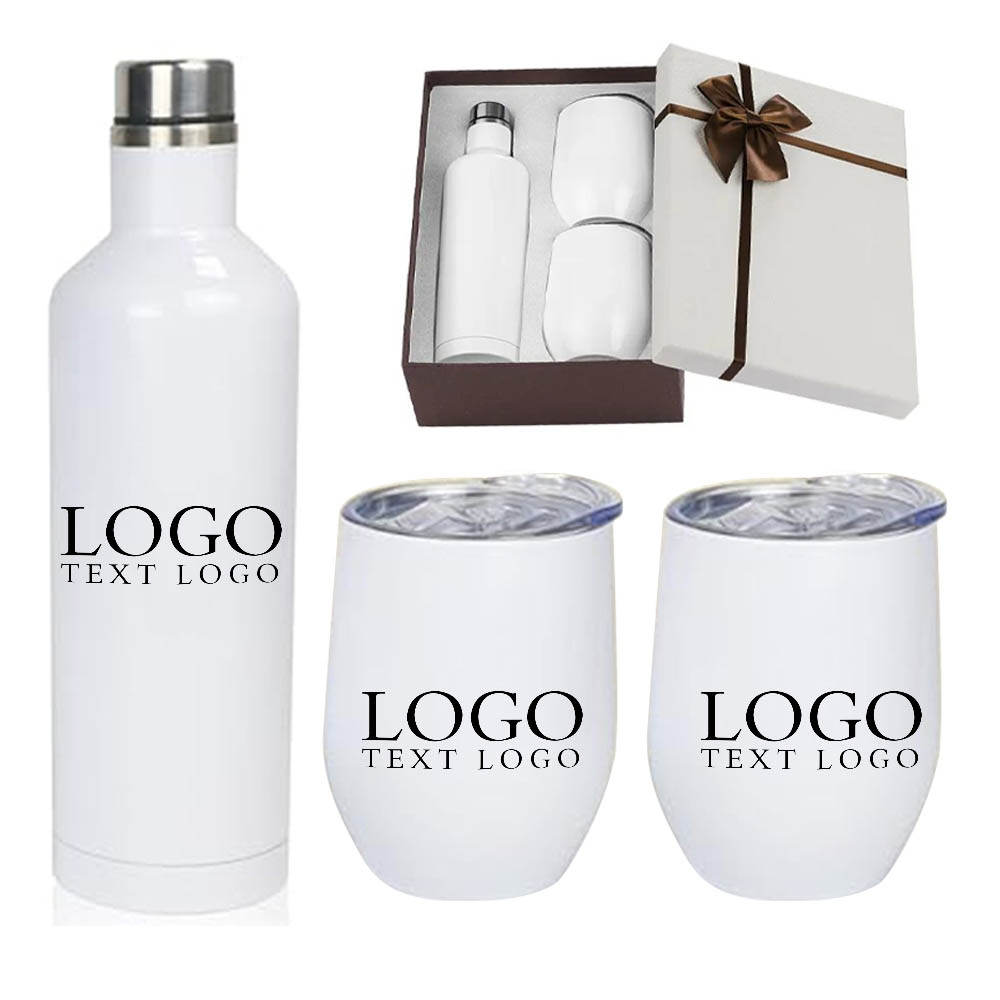 White Promo Bottle Tumbler Gift Set With Logo