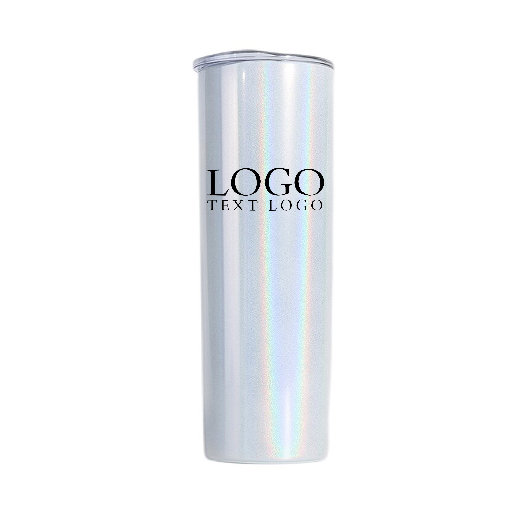 White Promo Stainless Water Shine Bottle With Straws With Logo
