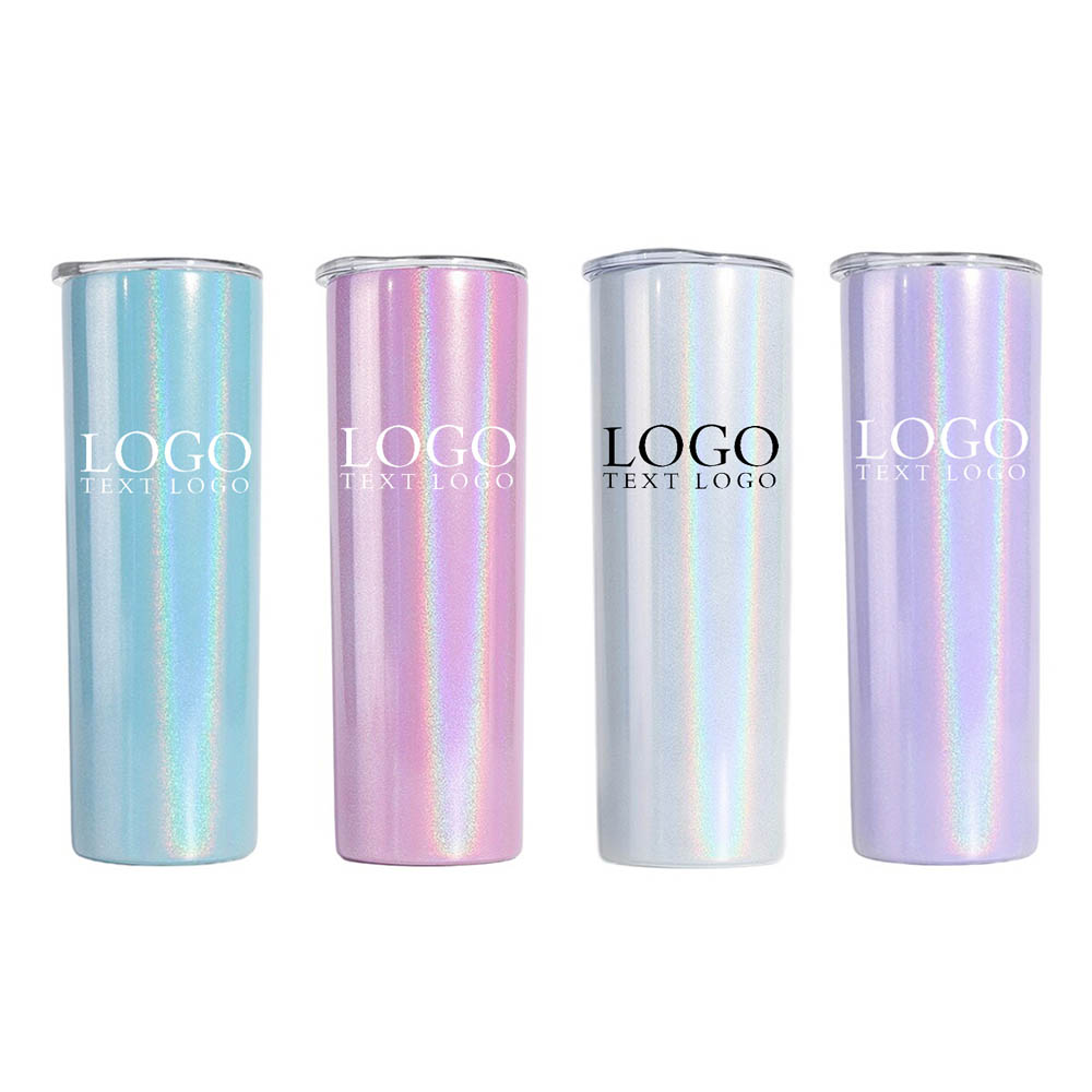 White Promo Stainless Water Shine Bottle With Straws With Logo Group