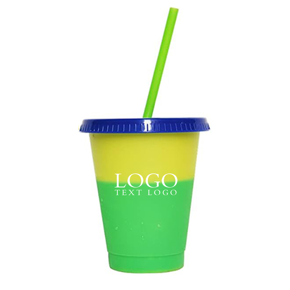 Yelllow Promo 16oz Reusable Cold Drink Color Changing Cups With Logo