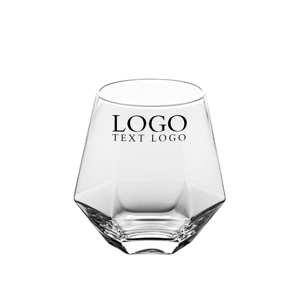 12 Oz Diamond Shape Plastic Whiskey Glass with Logo
