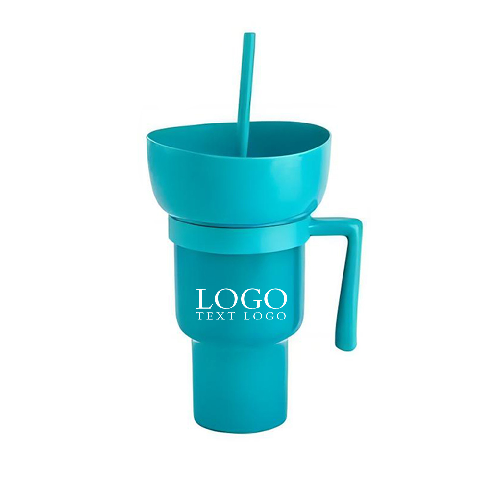 32oz Plastic Snack and Drink Cup Blue With Logo