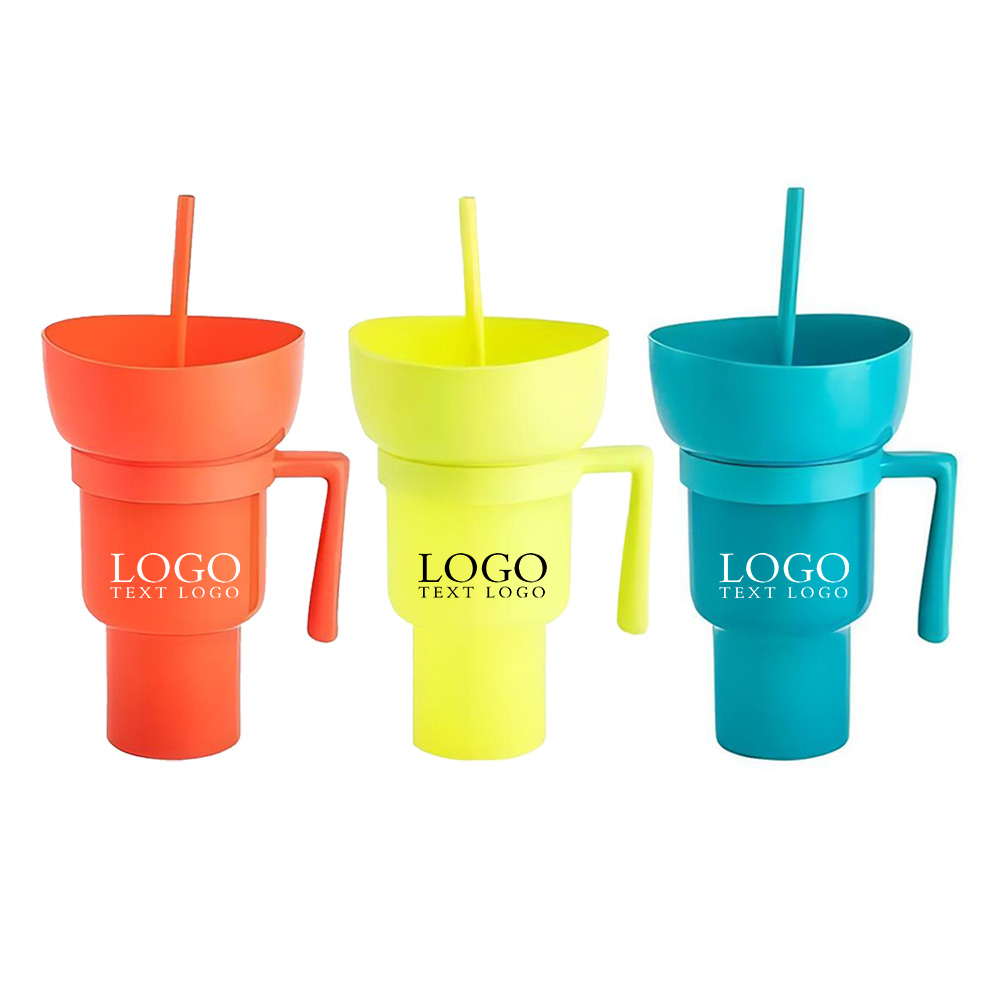 32oz Plastic Snack and Drink Cup Group With Logo