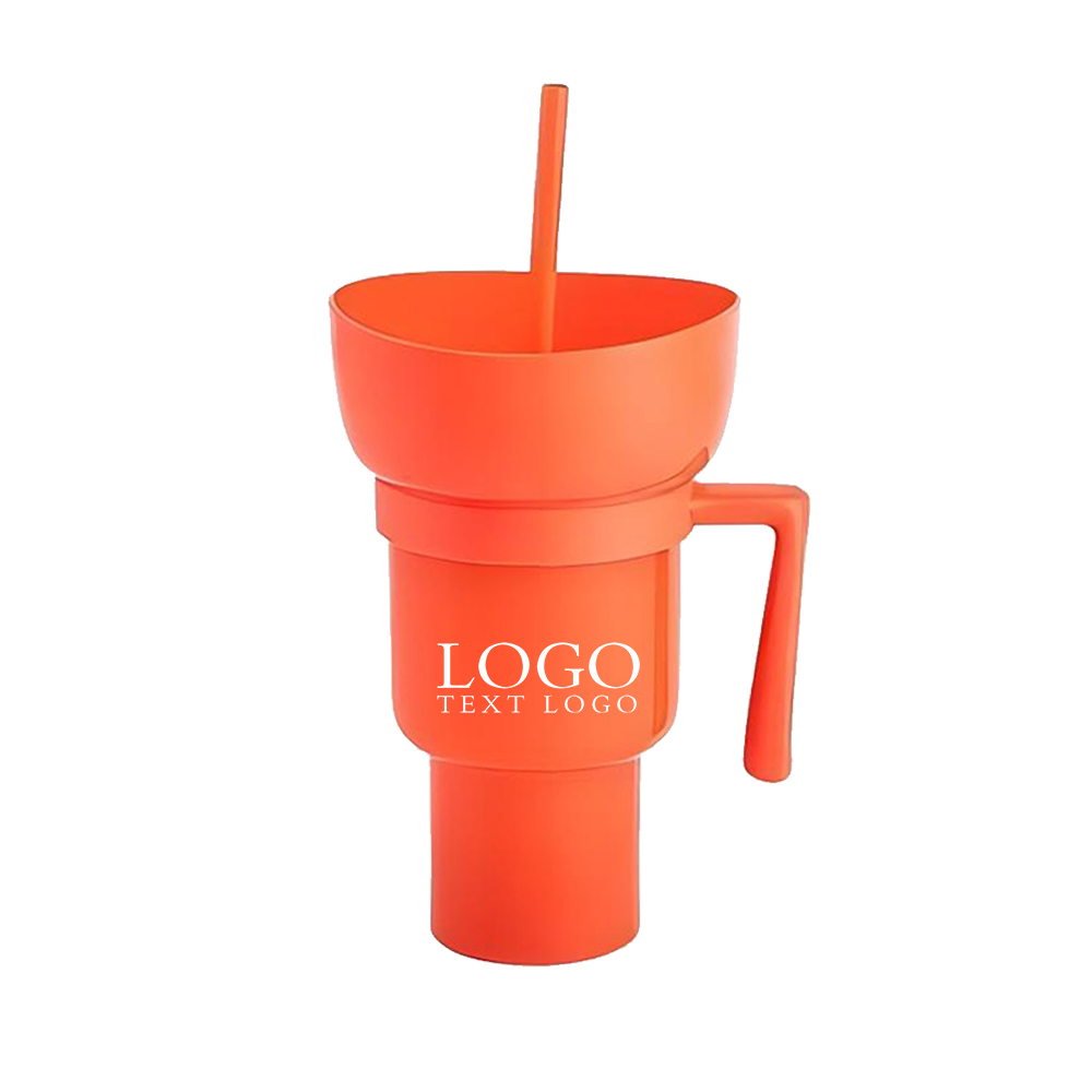 32oz Plastic Snack and Drink Cup Orange With Logo