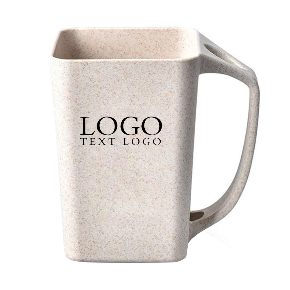 Beige Promo Eco Friendly Healthy Wheat Straw Plastic Mug With Logo