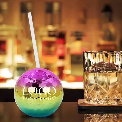 Promo 20 OZ Colorful Disco Ball Cup With Straw