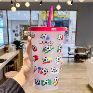 Promo 24Oz Color Changing Reusable Cup With Lid And Straw