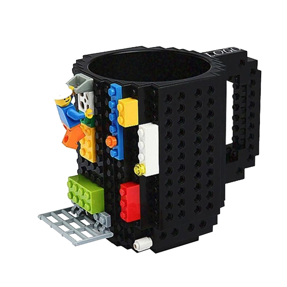 Black Promo Funny DIY Build-on Brick Coffee Mug With Logo