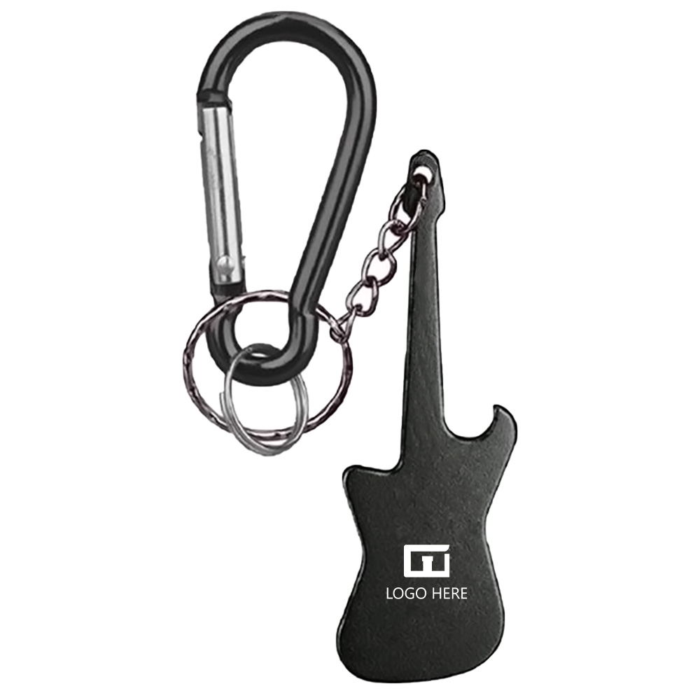 Black Promo Guitar Shaped Bottle Opener Key Holder With Logo
