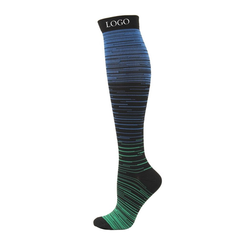 Blue-Green Promo Compression Socks For Women And Men