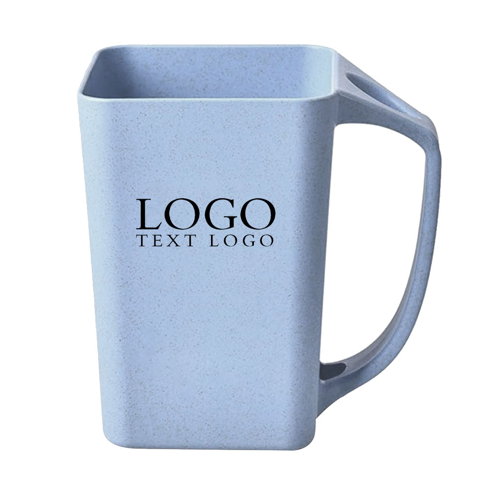 Blue Promo Eco Friendly Healthy Wheat Straw Plastic Mug With Logo