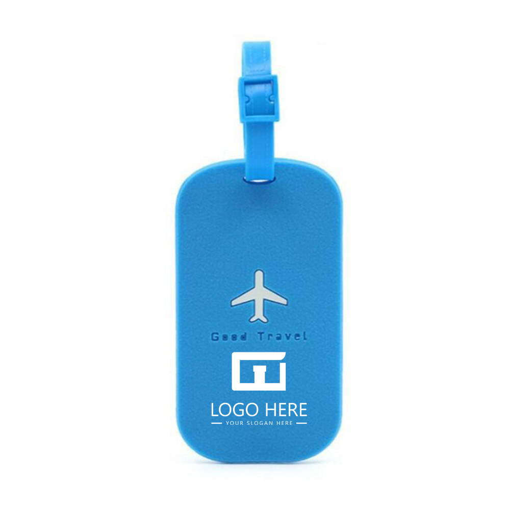 Blue Promo Frosted Silicone Luggage Tag With Logo