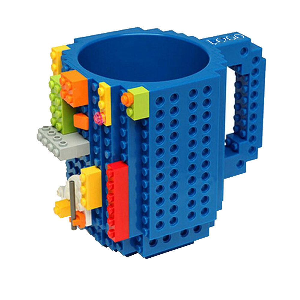 Blue Promo Funny DIY Build-on Brick Coffee Mug With Logo
