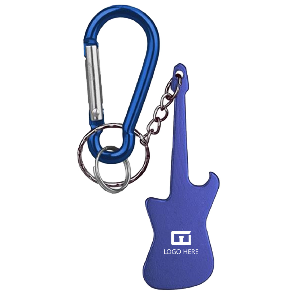 Blue Promo Guitar Shaped Bottle Opener Key Holder With Logo
