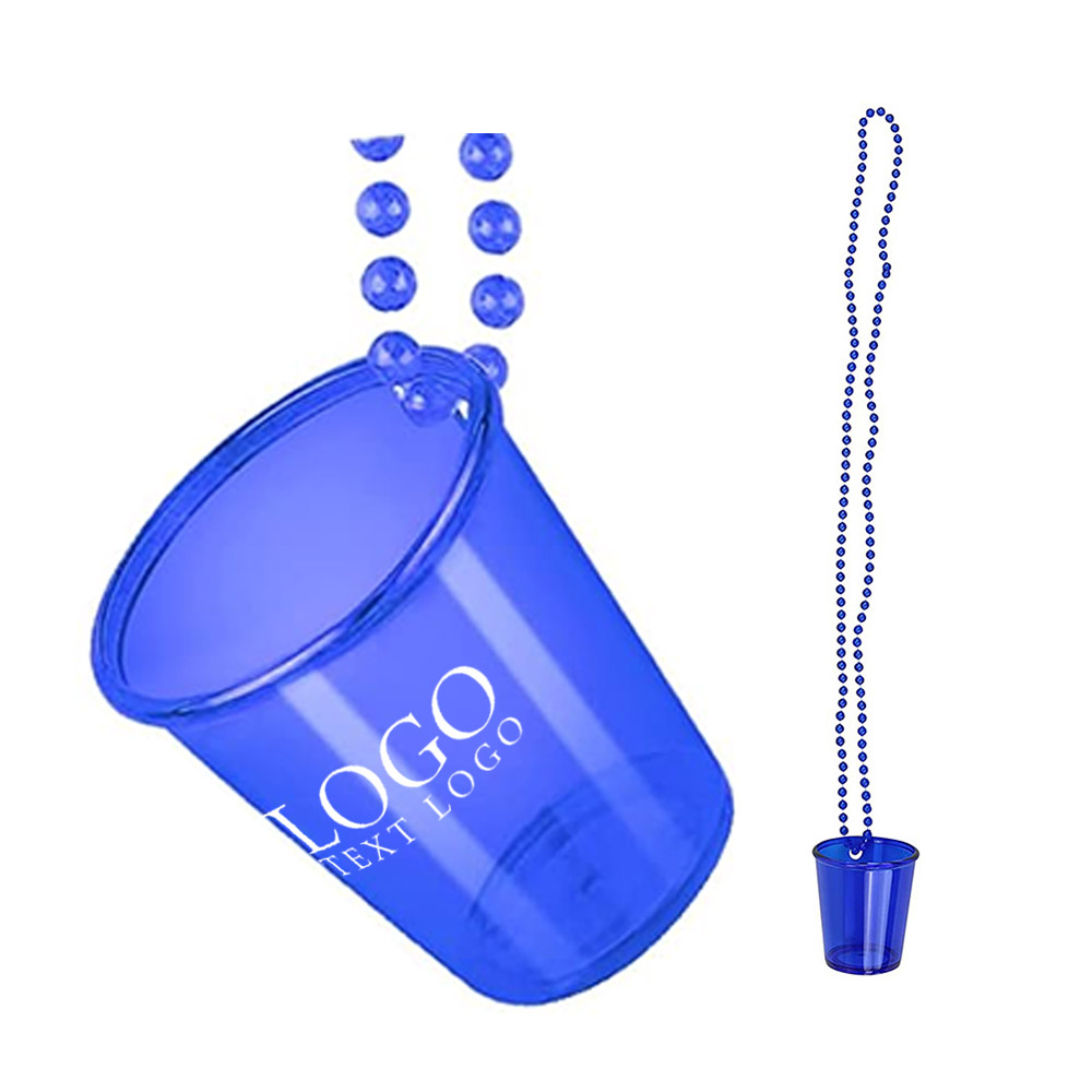 Blue Promo Necklace With Shot Glass With Logo
