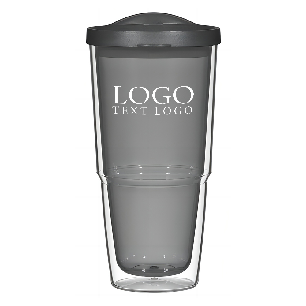 Custom 24 Oz Biggie Tumbler Clear Charcoal with Logo