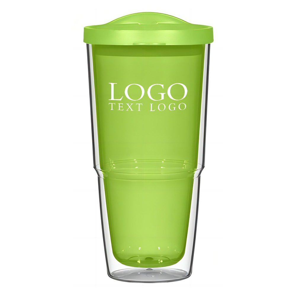 Custom 24 Oz Biggie Tumbler Clear Green with Logo