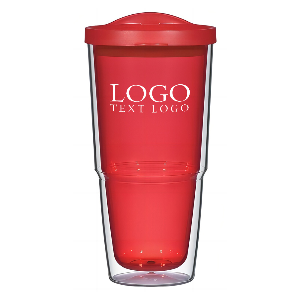 Custom 24 Oz Biggie Tumbler Clear Red with Logo