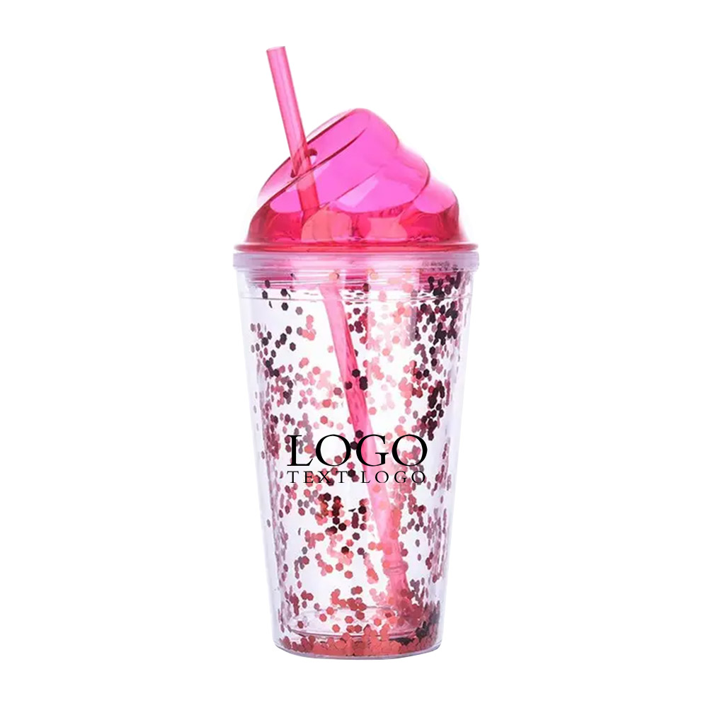 Custom Plastic Ice Cream Tumbler Pink with Logo