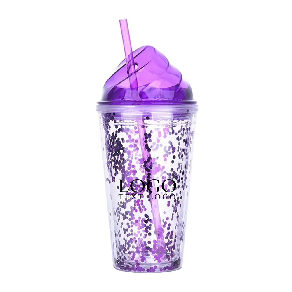 Custom Plastic Ice Cream Tumbler Purple with Logo