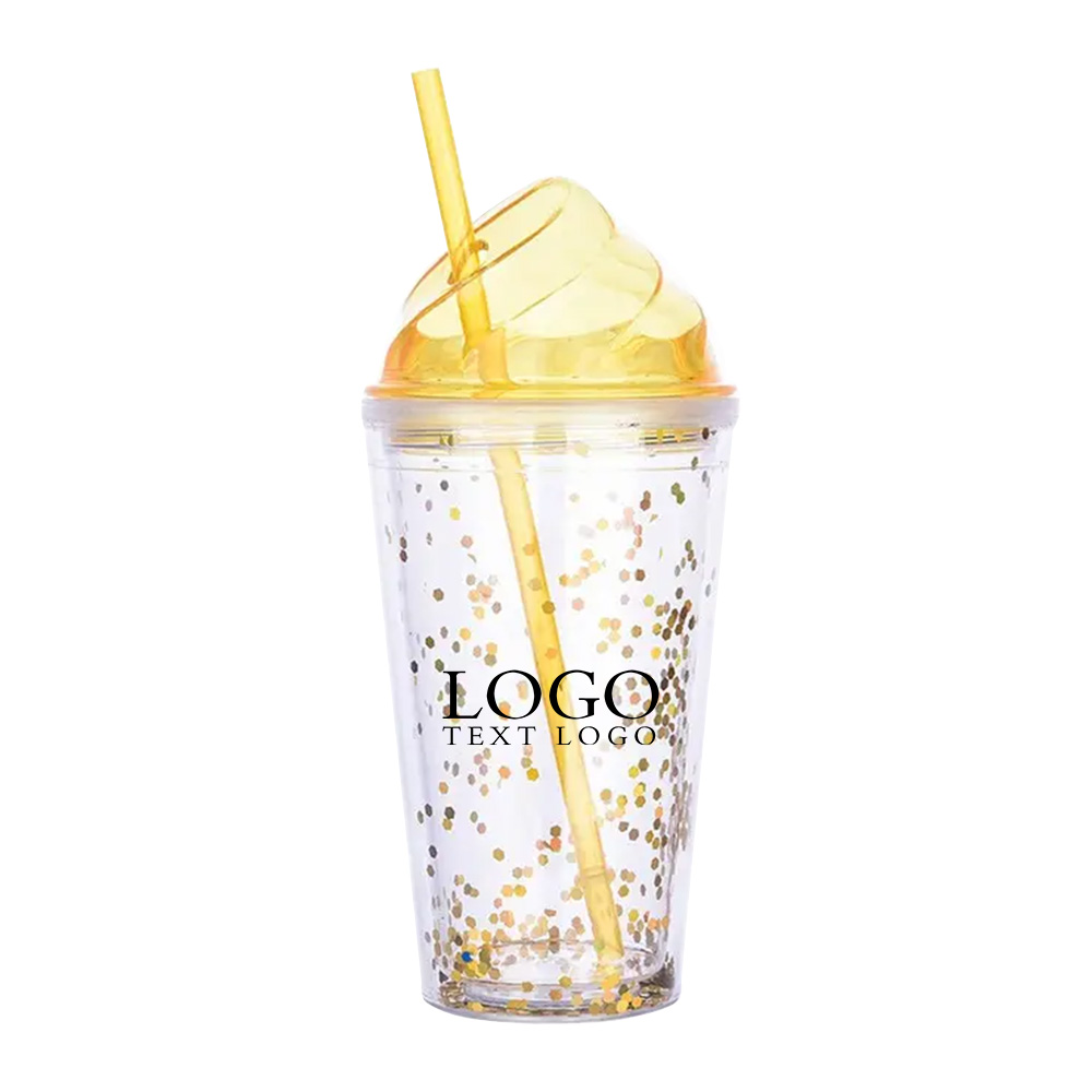 Custom Plastic Ice Cream Tumbler Yellow with Logo