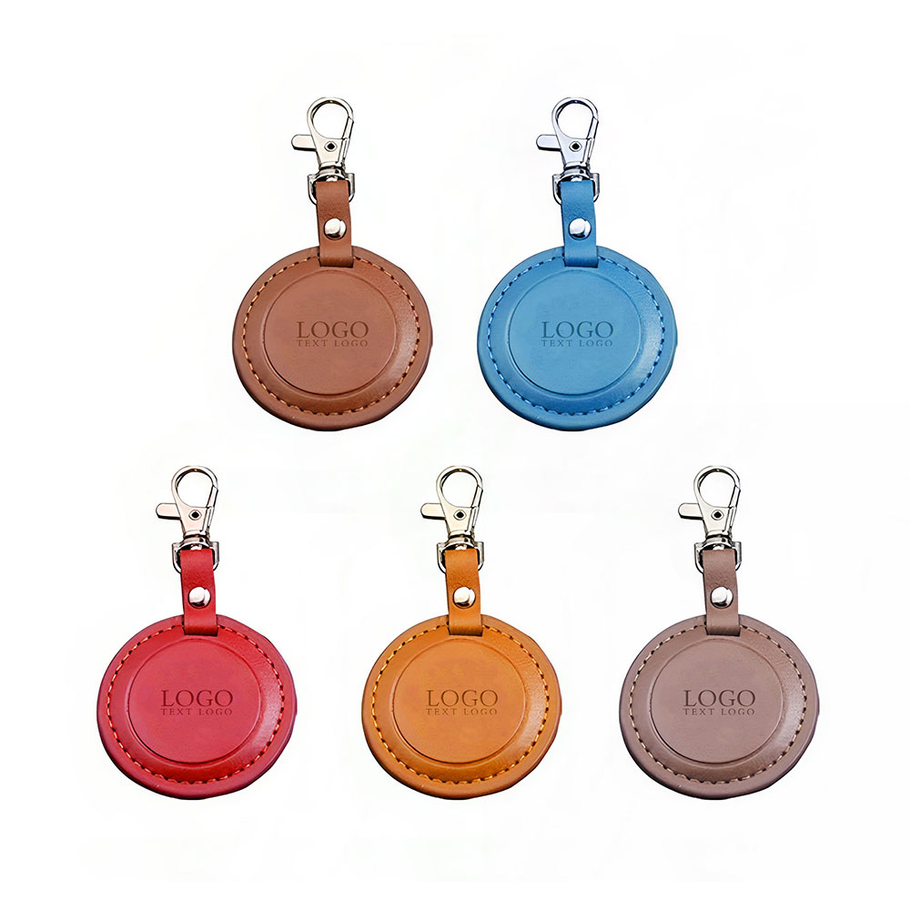 Custom Round Leather Keychain Multi Color