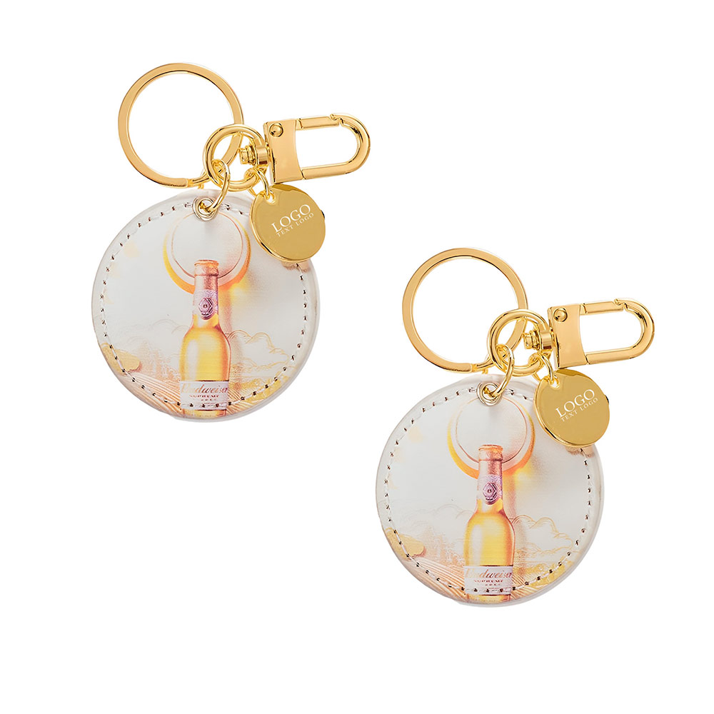 Custom Round PU Leather Keychain