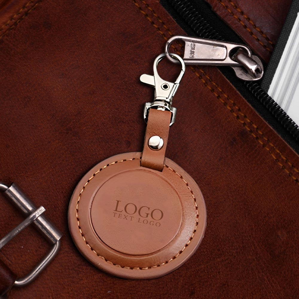 Giveaway Round Leather Keychain