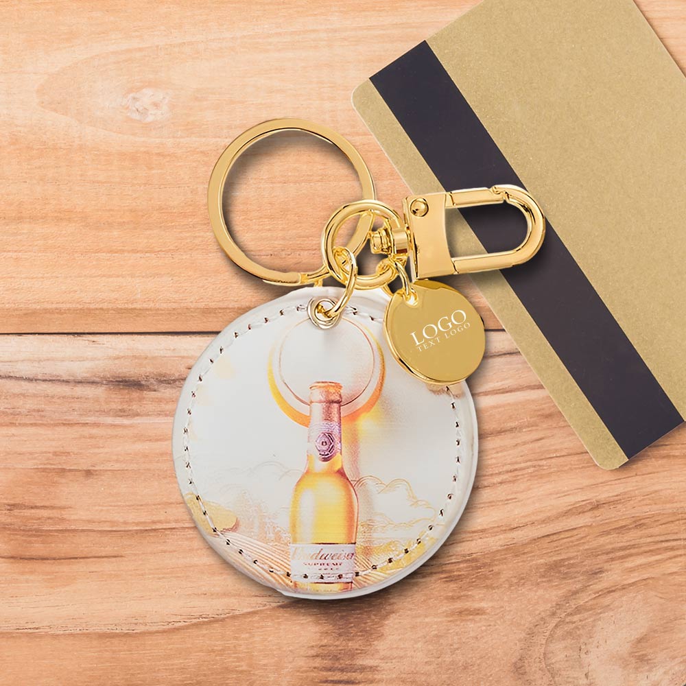Giveaway Round PU Leather Keychain