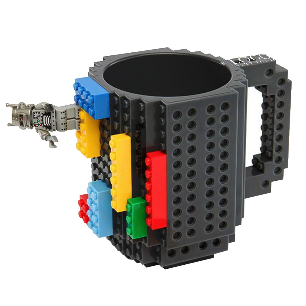 Gray Promo Funny DIY Build-on Brick Coffee Mug With Logo