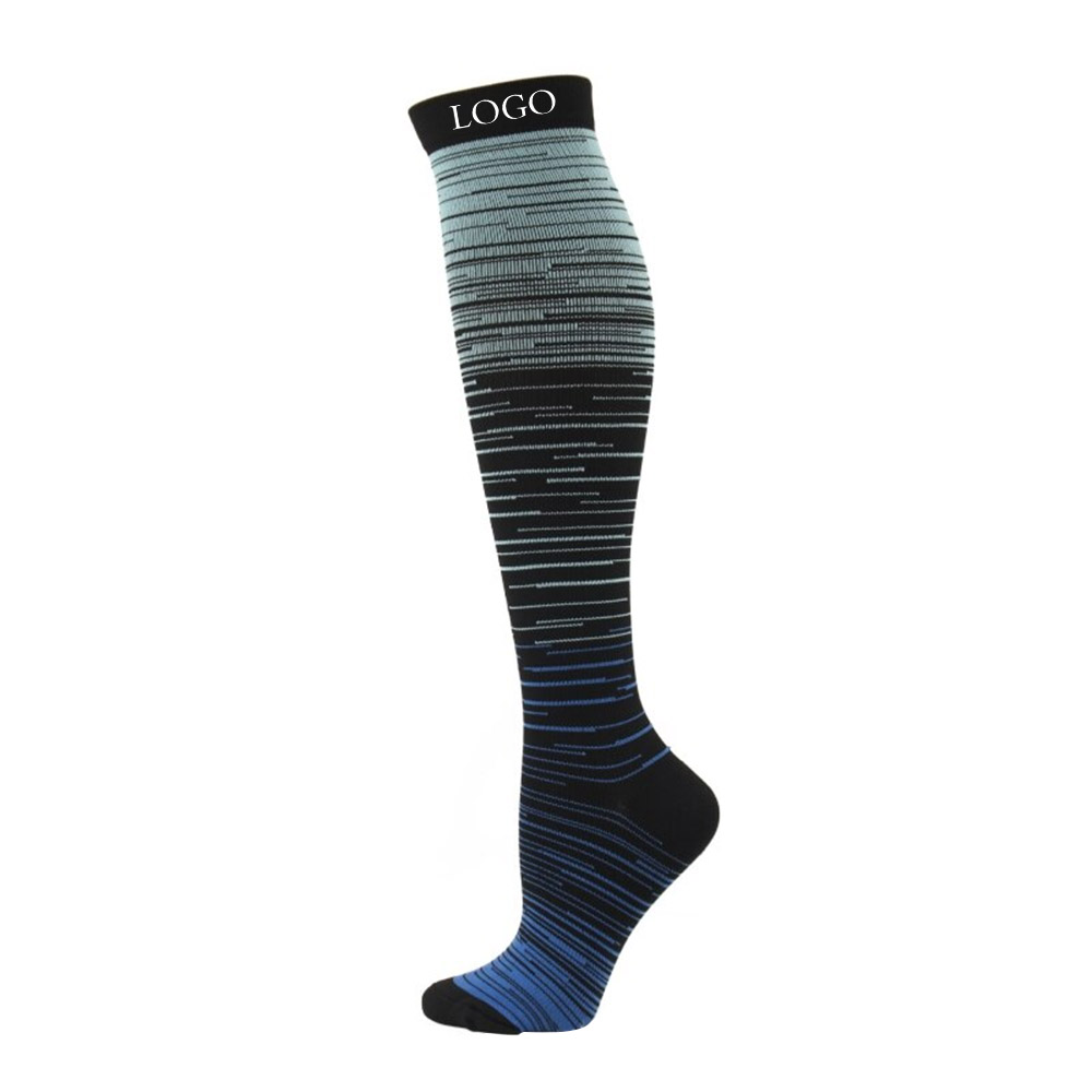 Green-Blue Promo Compression Socks For Women And Men With Logo