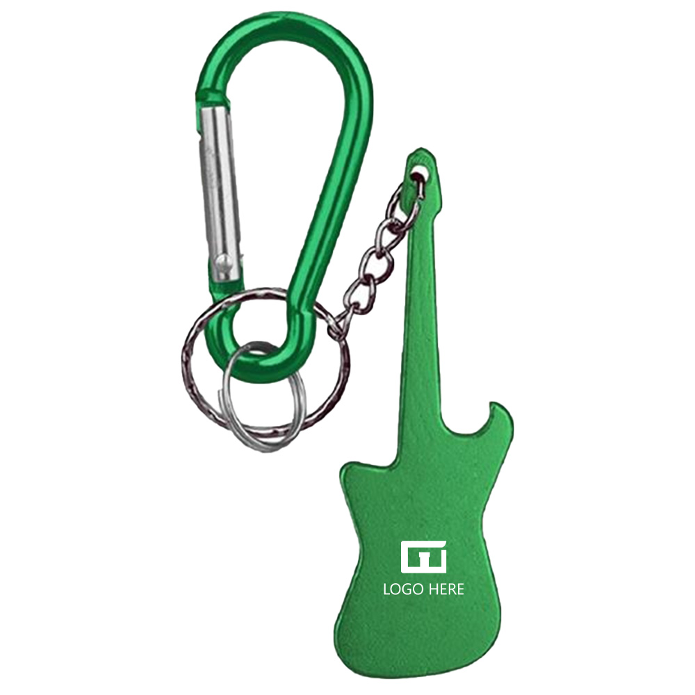 Green Promo Guitar Shaped Bottle Opener Key Holder With Logo