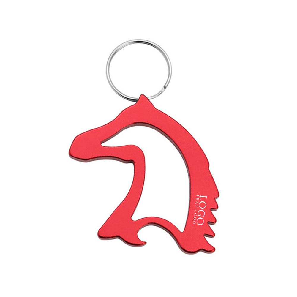 Horse Shaped Bottle Opener Keychain Red with Logo