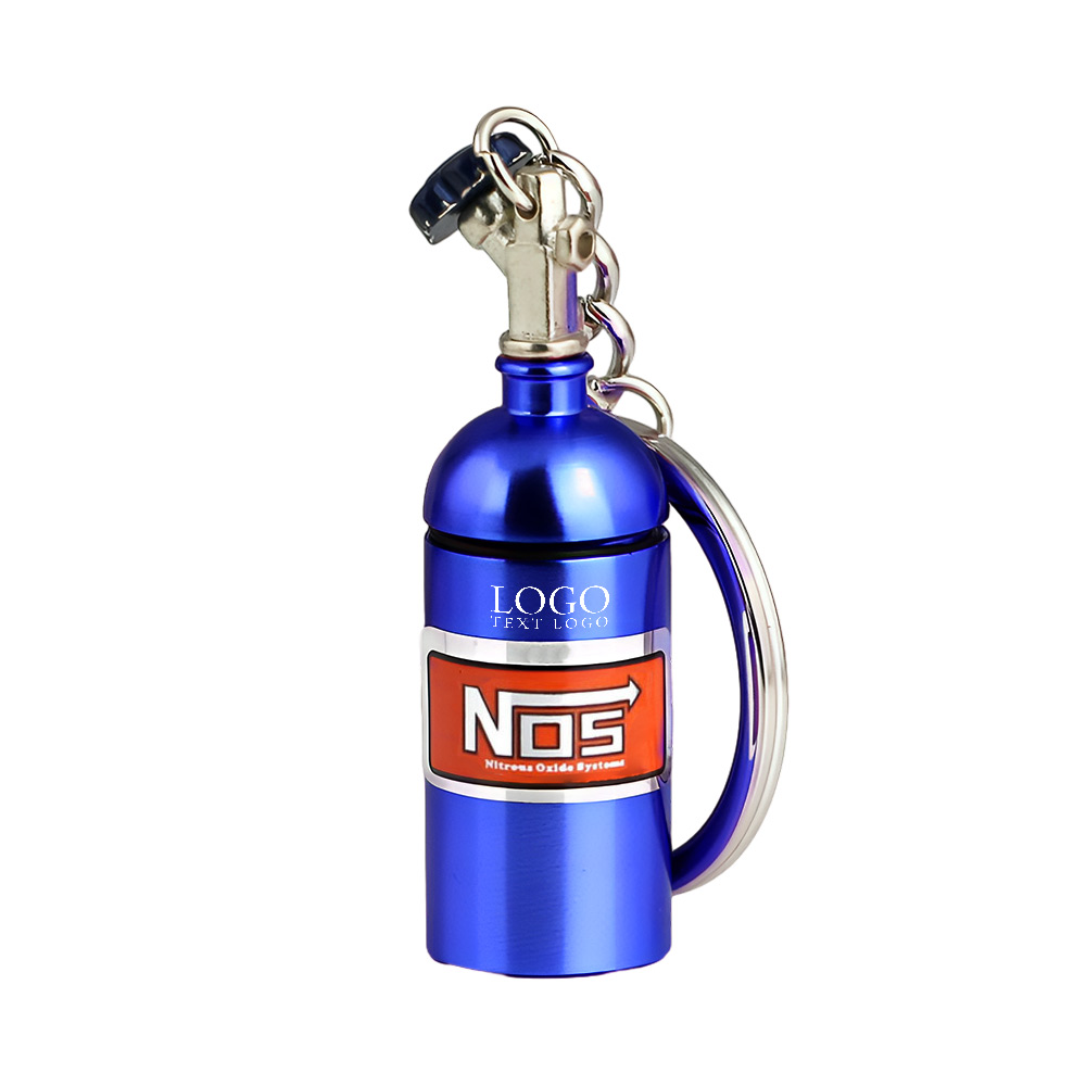 Nos Bottle Pill Box Container Keychain Blue with Logo