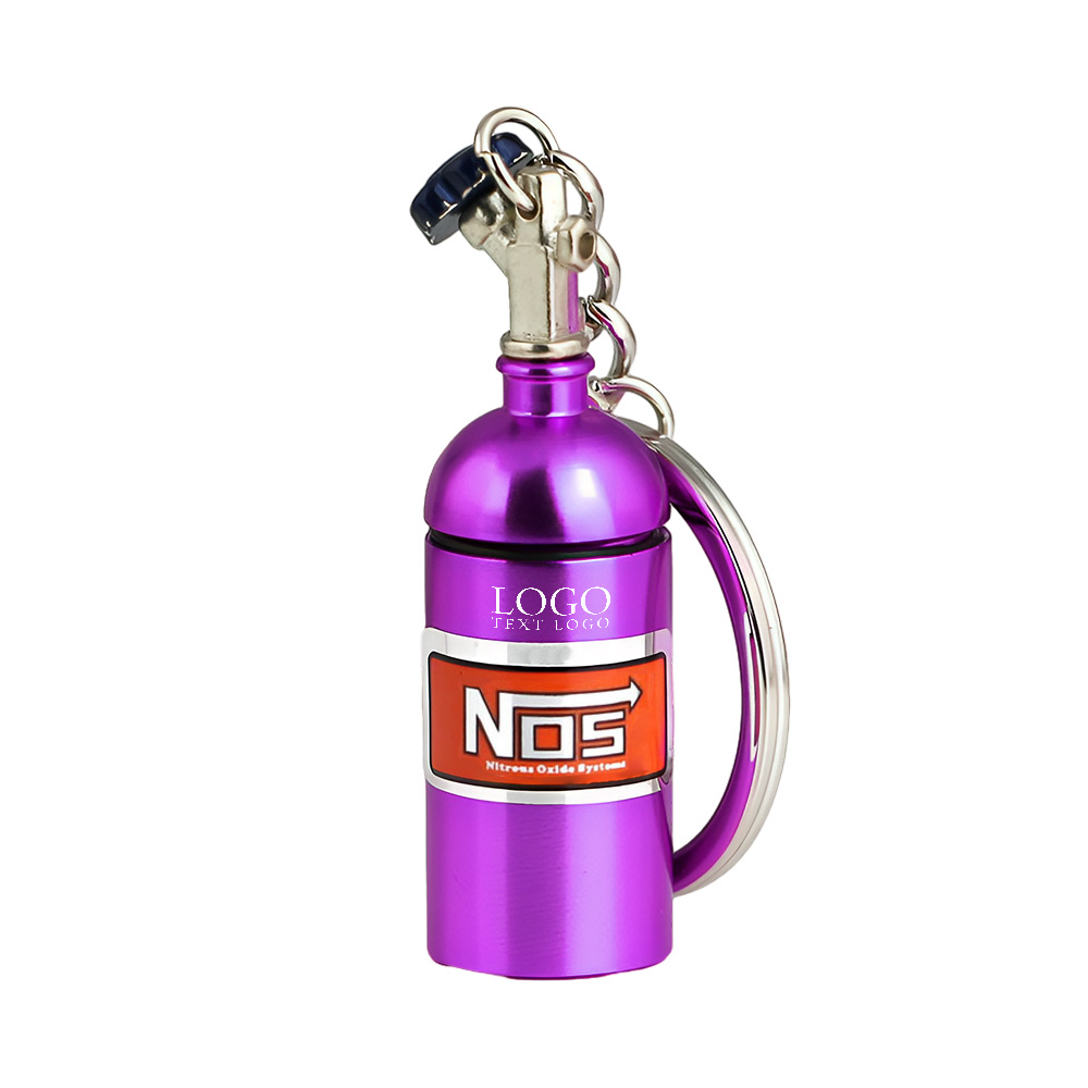 Nos Bottle Pill Box Container Keychain Purple with Logo