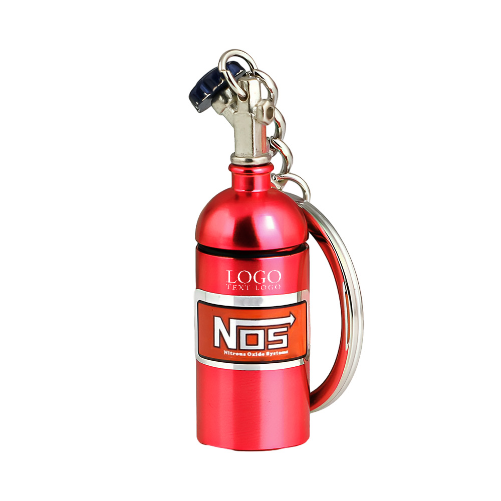Nos Bottle Pill Box Container Keychain Red with Logo