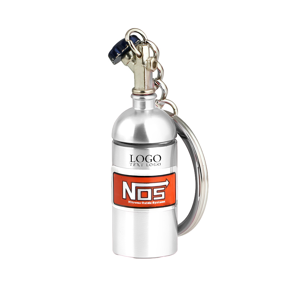 Nos Bottle Pill Box Container Keychain Silver with Logo