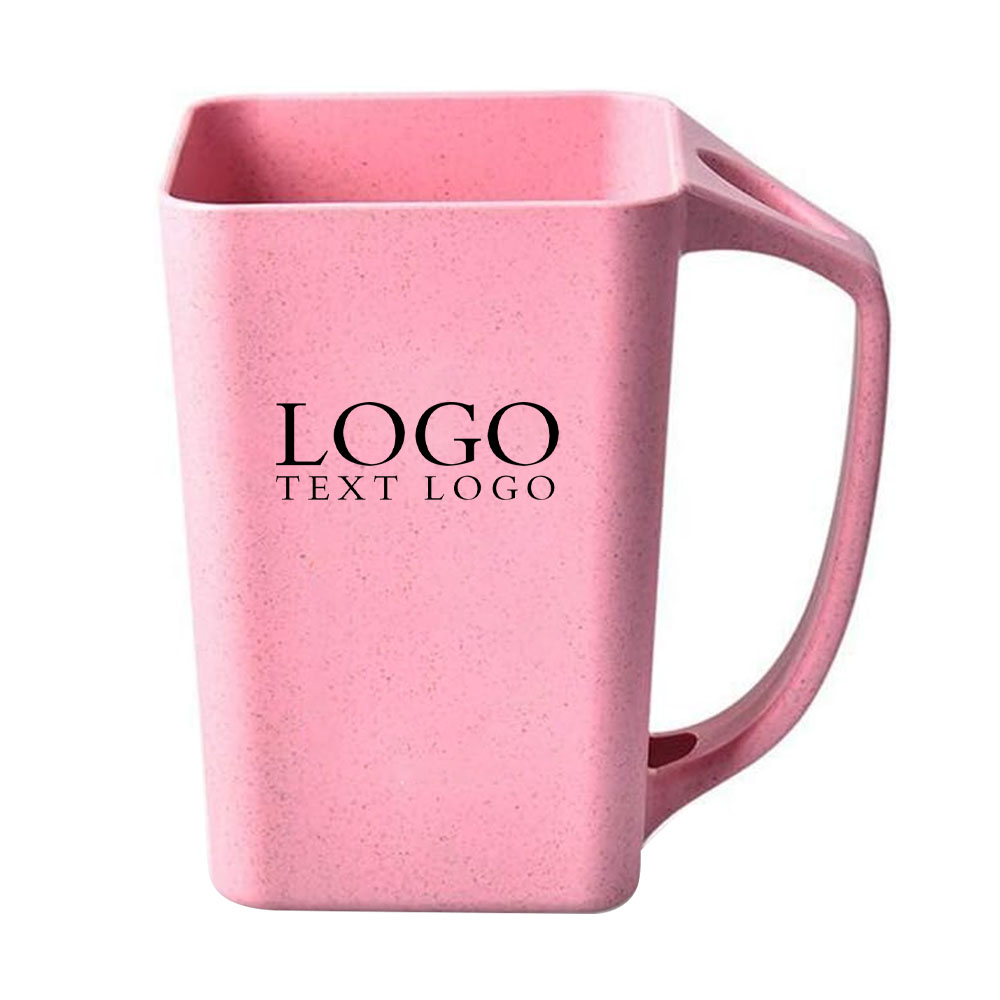Pink Promo Eco Friendly Healthy Wheat Straw Plastic Mug With Logo