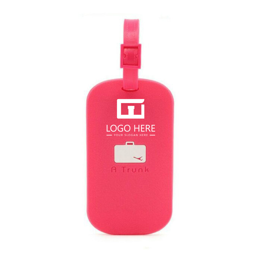 Pink Promo Frosted Silicone Luggage Tag With Logo