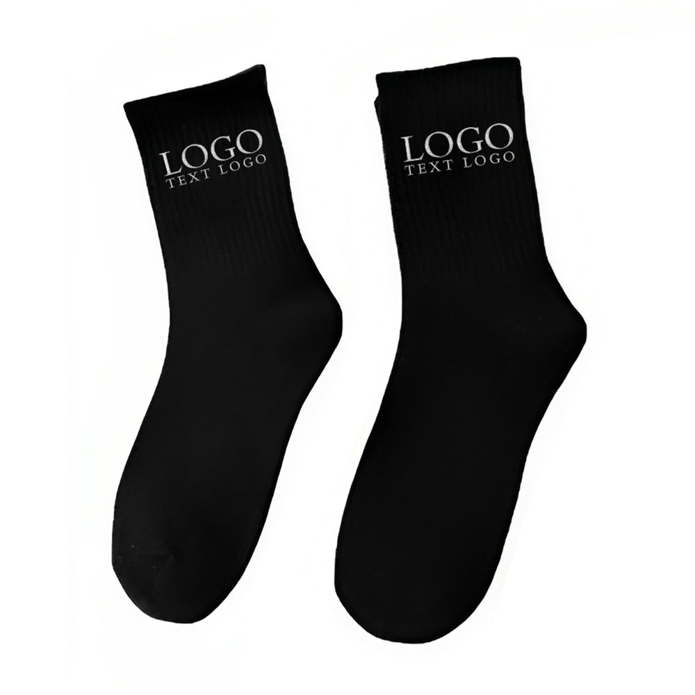 Plain Ribbed Socks Black With Logo
