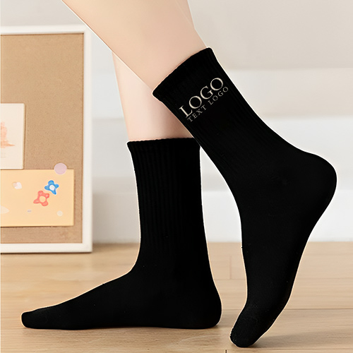 Plain Ribbed Socks With Embroidered Logos