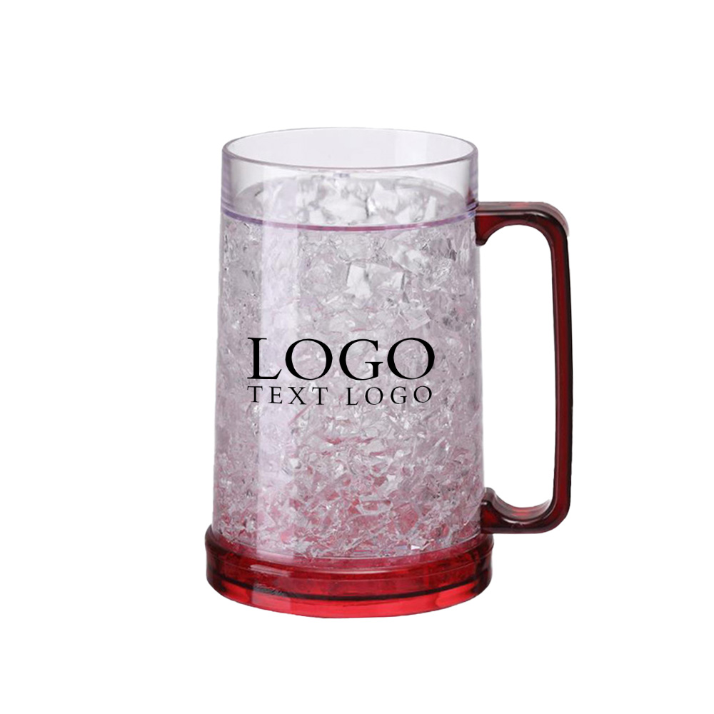 Plastic Freezer Beer Mugs Red with Logo