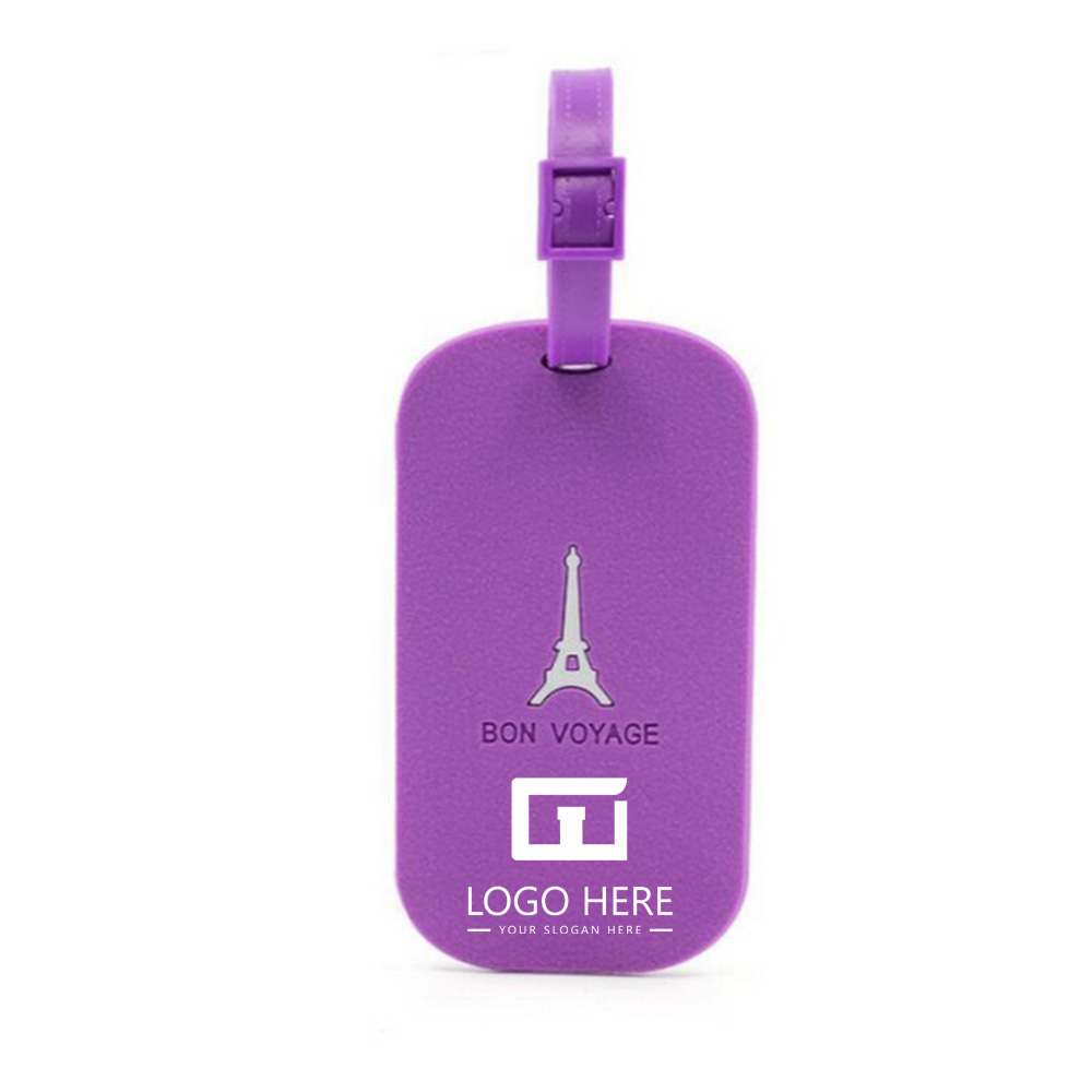 Purple Promo Frosted Silicone Luggage Tag With Logo