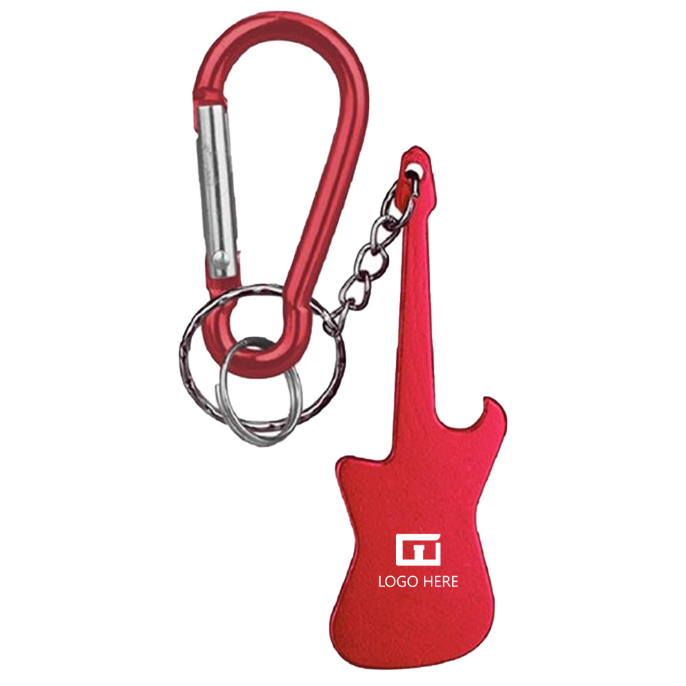 Red Promo Guitar Shaped Bottle Opener Key Holder With Logo