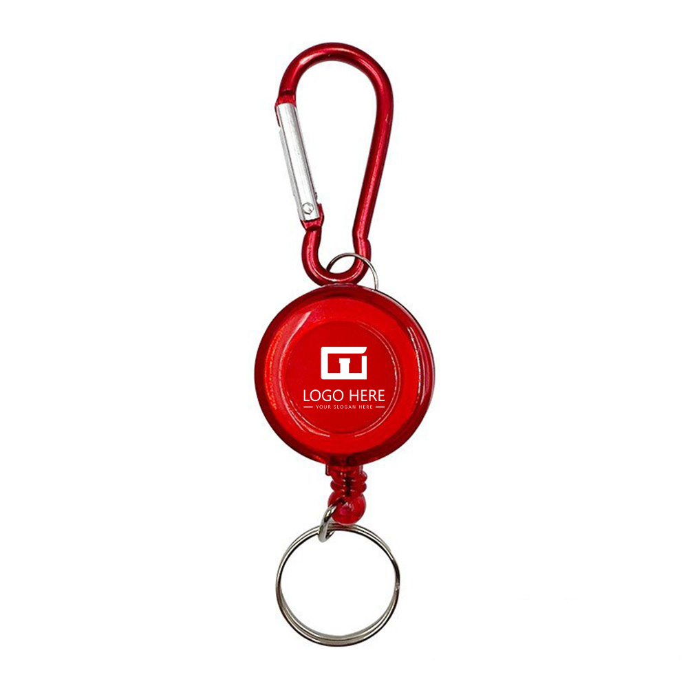 Red Promo Recoil Retractable Reel Strap Clip Key Chain With Logo