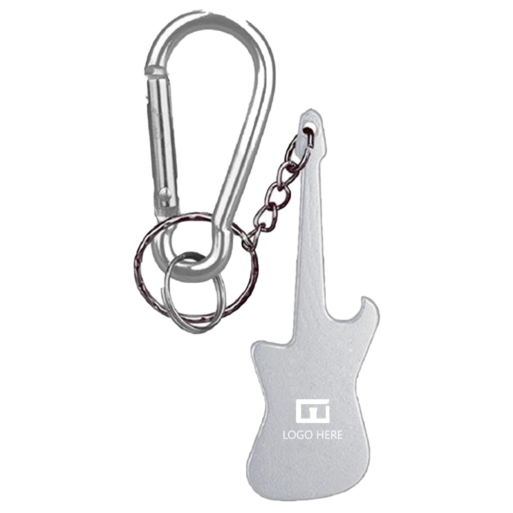 Silver Promo Guitar Shaped Bottle Opener Key Holder With Logo